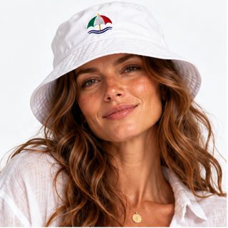 Panarea bucket hat on female model – close-up